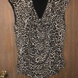 Leopard print and black blouse